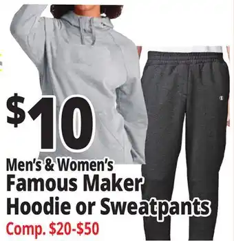 Ocean State Job Lot Men's & Women's Famous Maker Hoodie or Sweatpants offer