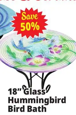 Ocean State Job Lot Hummingbird Glass Bird Bath with Metal Stand 18 offer