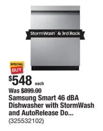 The Home Depot Samsung Smart 46 dBA Dishwasher with StormWash and AutoRelease Do... offer