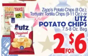 Bravo Supermarkets UTZ POTATO CHIPS 7.5-8 Oz. Bag offer