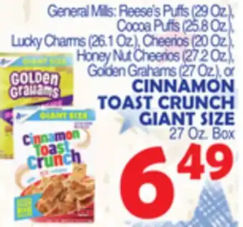 Bravo Supermarkets CINNAMON TOAST CRUNCH GIANT SIZE offer