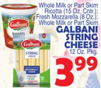 Bravo Supermarkets GALBANI STRING CHEESE, 12 Oz. Pkg offer