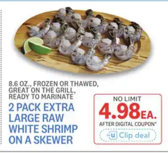 Kings Food Markets 2 PACK EXTRA LARGE RAW WHITE SHRIMP ON A SKEWER offer