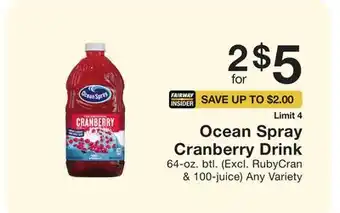 Fairway Store Market Ocean Spray Cranberry Drink offer