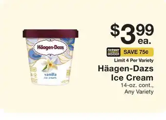 Fairway Store Market Häagen-Dazs Ice Cream offer
