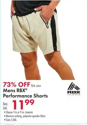 Boscov's Mens RBX Performance Shorts offer