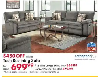 Boscov's Tosh Reclining Sofa offer