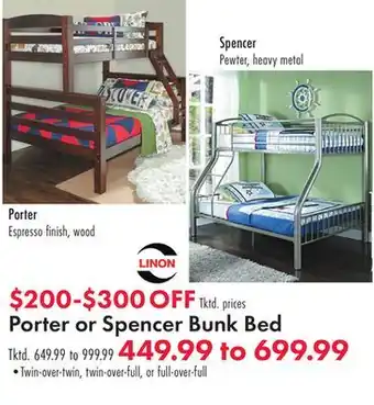 Boscov's Porter or Spencer Bunk Bed offer