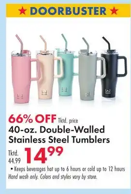 Boscov's 40-oz. Double-Walled Stainless Steel Tumblers offer