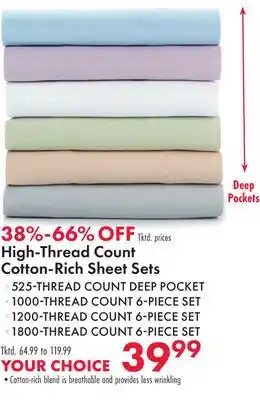 Boscov's High-Thread Count Cotton-Rich Sheet Sets offer