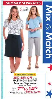 Boscov's HASTING & SMITH Summer Separates offer
