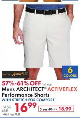 Boscov's Mens ARCHITECT ACTIVEFLEX Performance Shorts WITH STRETCH FOR COMFORT offer