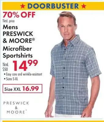 Boscov's Mens PRESWICK & MOORE Microfiber Sportshirts offer