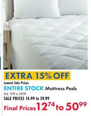 Boscov's ENTIRE STOCK Mattress Pads offer