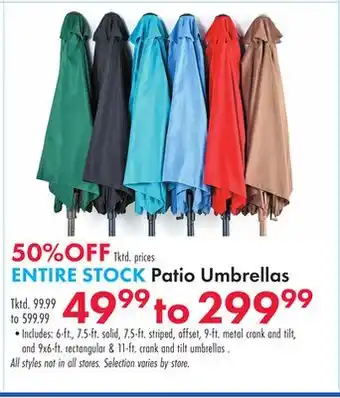 Boscov's ENTIRE STOCK Patio Umbrellas offer