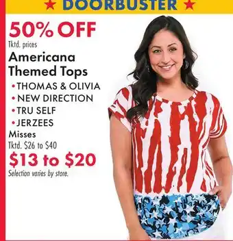 Boscov's Americana Themed Tops offer