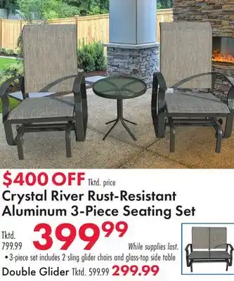 Boscov's Crystal River Rust-Resistant Aluminum 3-Piece Seating Set offer