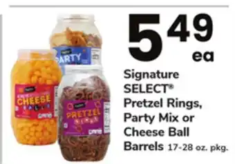 ACME Signature SELECT Pretzel Rings, Party Mix or Cheese Ball Barrels offer