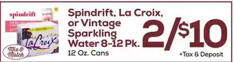 DeCicco & Sons Spindrift, La Croix, or Vintage Sparkling Water 8-1 offer