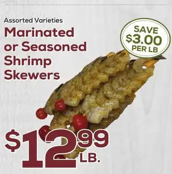 DeCicco & Sons Marinated or Seasoned Shrimp Skewers offer