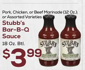 DeCicco & Sons Stubb's Bar-B-Q Sauce 18 Oz. Btl offer