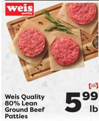 Weis Markets Weis Quality 80% Lean Ground Beef Patties offer