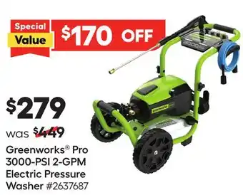 Lowe's Greenworks Pro 3000-PSI 2-GPM Electric Pressure Washer offer