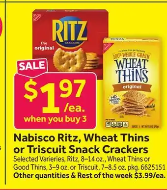 Stop&Shop Nabisco Ritz, Wheat Thins or Triscuit Snack Crackers offer