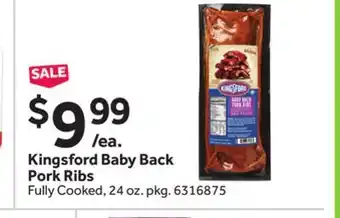 Stop&Shop Kingsford Baby Back Pork Ribs offer