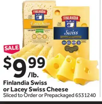 Stop&Shop Finlandia Swiss or Lacey Swiss Cheese offer