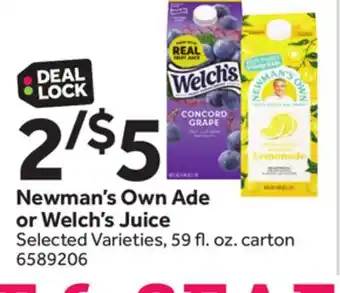 Stop&Shop Newman's Own Ade or Welch's Juice offer