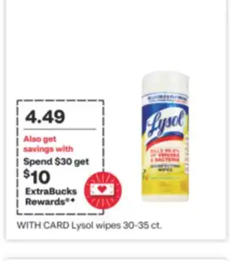 CVS Lysol wipes 30-35 ct offer