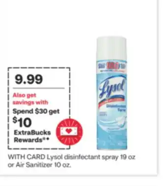 CVS Lysol disinfectant spray 19 oz or Air Sanitizer 10 oz offer