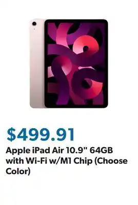 Sam's Club Apple iPad Air 10.9 64GB with Wi-Fi w/M1 Chip (Choose Color) offer
