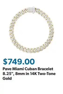 Sam's Club Pave Miami Cuban Bracelet 8.25, 8mm in 14K Two-Tone Gold offer