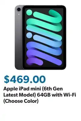 Sam's Club Apple iPad mini (6th Gen Latest Model) 64GB with Wi-Fi (Choose Color) offer