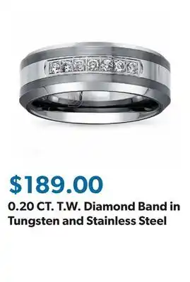 Sam's Club 0.20 CT. T.W. Diamond Band in Tungsten and Stainless Steel offer