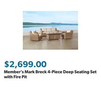 Sam's Club Member's Mark Breck 4-Piece Deep Seating Set with Fire Pit offer