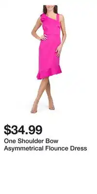 TJ Maxx One Shoulder Bow Asymmetrical Flounce Dress offer