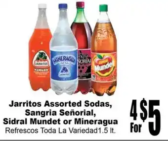Rancho Markets Jarritos Assorted Sodas, Sangria Señorial, Sidral Mundet or Mineragua offer