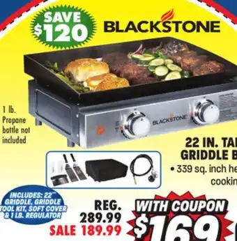 Big 5 Blackstone 22 Gas Tabletop 2-Burner Griddle Bundle offer