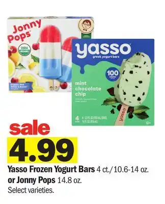 Meijer Yasso Frozen Yogurt Bars 4 ct./10.6-14 oz. or Jonny Pops 14.8 oz offer