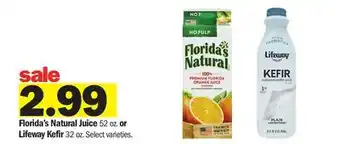 Meijer Florida's Natural Juice 52 oz. or Lifeway Kefir 32 oz offer
