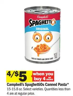 Meijer Campbell's SpaghettiOs Canned Pasta offer