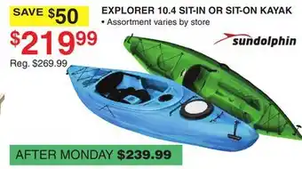 Dunham's Sports SUNDOLPHIN EXPLORER 10.4 SIT-IN OR SIT-ON KAYAK offer