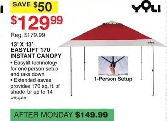 Dunham's Sports YQLI 13' X 13' EASYLIFT 170 INSTANT CANOPY offer