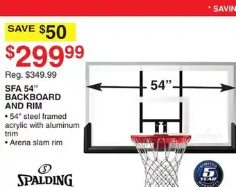 Dunham's Sports SPALDING SFA 54 BACKBOARD AND RIM offer