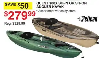 Dunham's Sports QUEST 100X SIT-IN OR SIT-ON ANGLER KAYAK offer