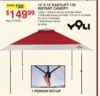 Dunham's Sports 13' X 13' EASYLIFT 170 INSTANT CANOPY offer