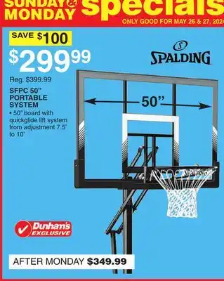 Dunham's Sports SPALDING SFPC 50 PORTABLE SYSTEM offer